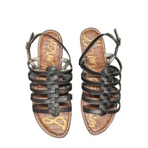 Sam Edelman Garland Black Leather Flat Gladiator Sandals Strappy 10 NWT